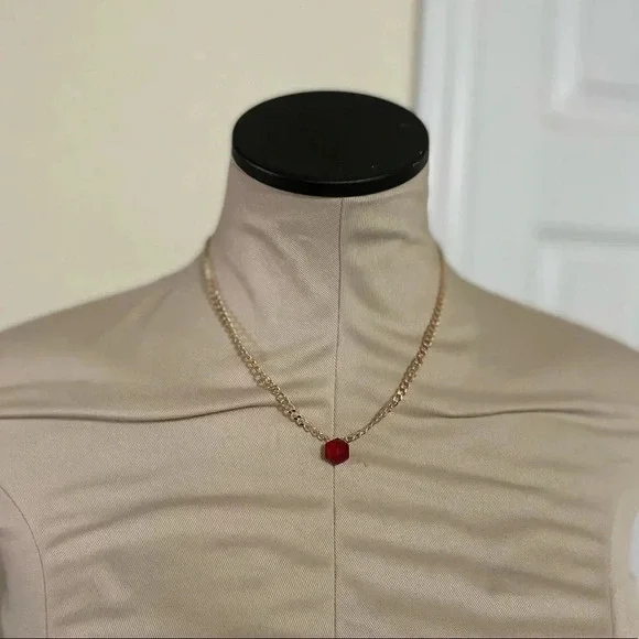 Garnet Chunky Thick Curb Chain Necklace - Picture 6 of 10